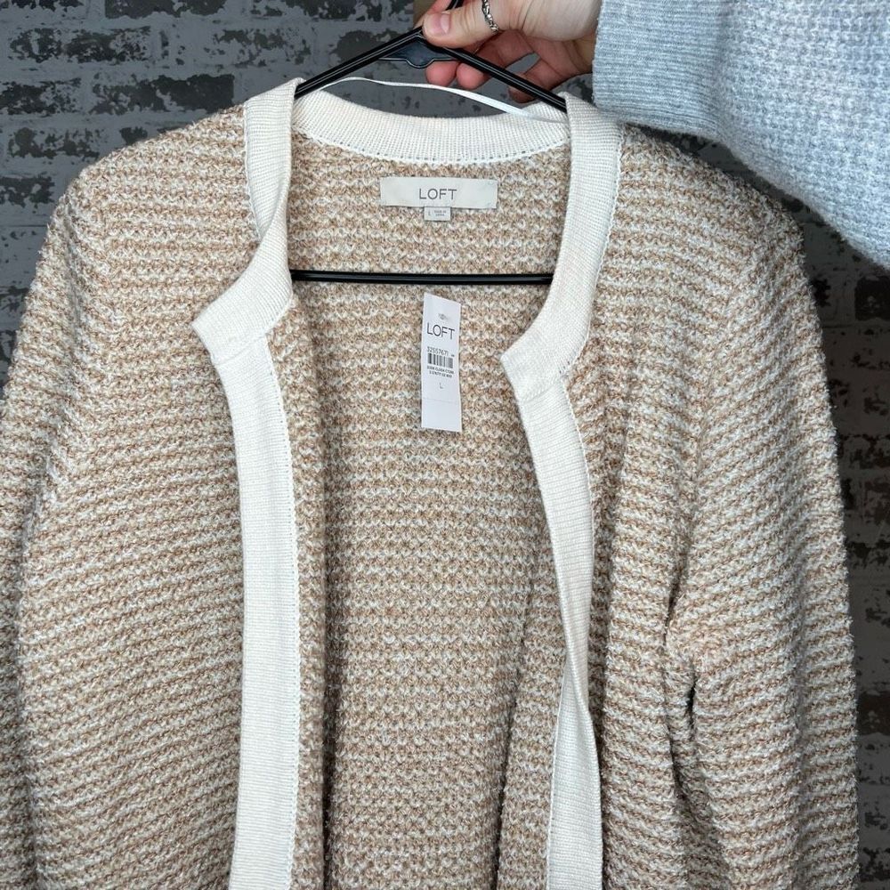 LOFT Beige and Cream Cardigan Sweater